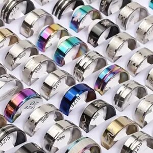 Set Of 5 Stainless Steel Rings - Random Selection Of Styles And Sizes NWT